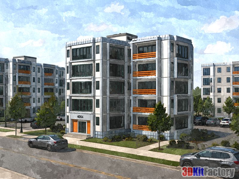 Contemporary urban architecture Mixed-use mid-rise
